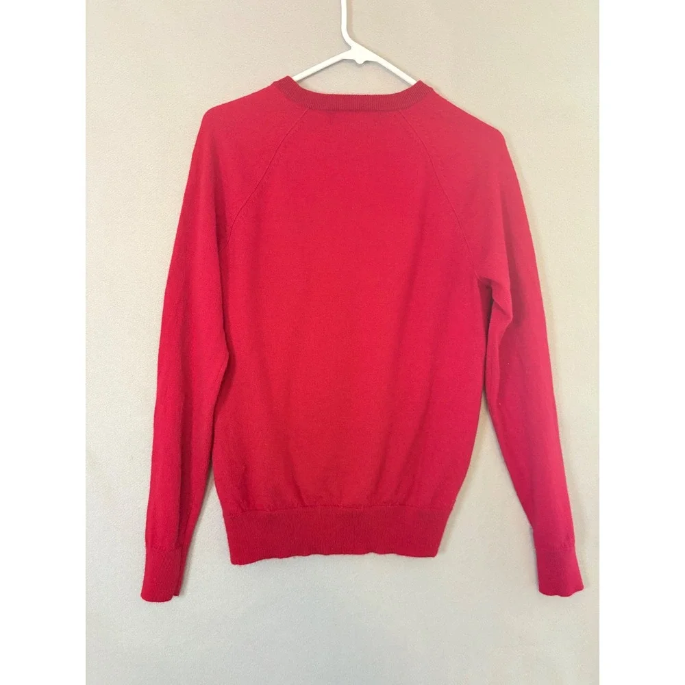Banana Republic Zegna Baruffa Red Italian Merino Wool Crewneck Sweater Mens Med
